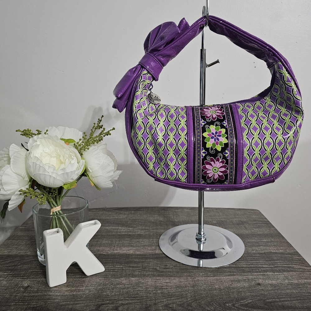 VERA BRADLEY Frill EUC Purple Punch hobo vinyl purse bag retired collection
